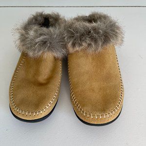 Foamtreads Leisure Womens Gold Faux Suede Fur Slippers Size 7